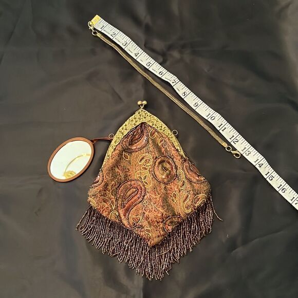 Batua brown multi colored beaded boho festival kiss lock vintage style bag EUC - Picture 6 of 13